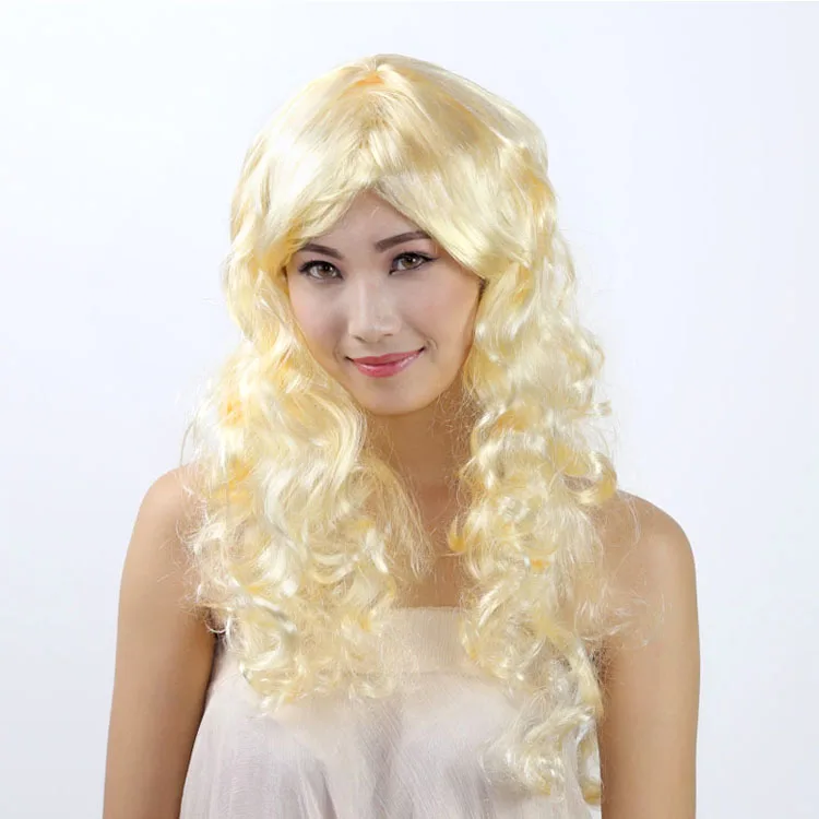 Cheap Colorful Synthetic Curly Wig 24IN Halloween Cosplay Hair for Girl Costume Party Wigs
