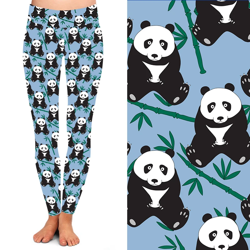 High quality 92% polyester 8% spandex 230gsm buttery soft pink heart panda leggings