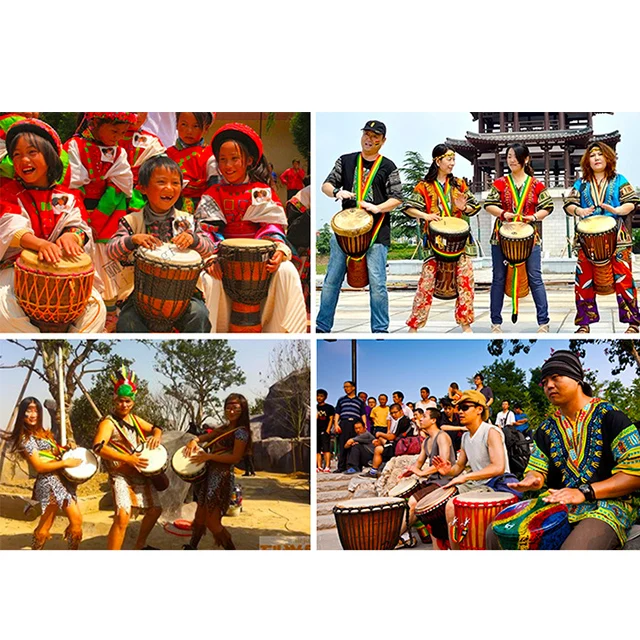 12 'Деревянная Кожа Африканский барабан (с заклепками по контуру подошвы)-слон