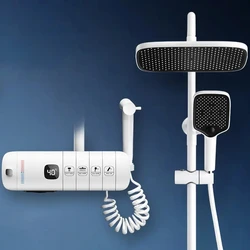 Dark Grey Smart Shower Digital Display No Battery 4 Way Rainfall Piano Shower Set Mixer With Thermostatic valve Shower System