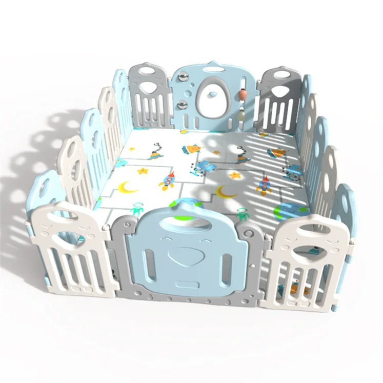 European Standard EN71 Indoor Portable Baby Playpen Fence Plastic with Door Play Pen Baby Fence for Children Play Yard