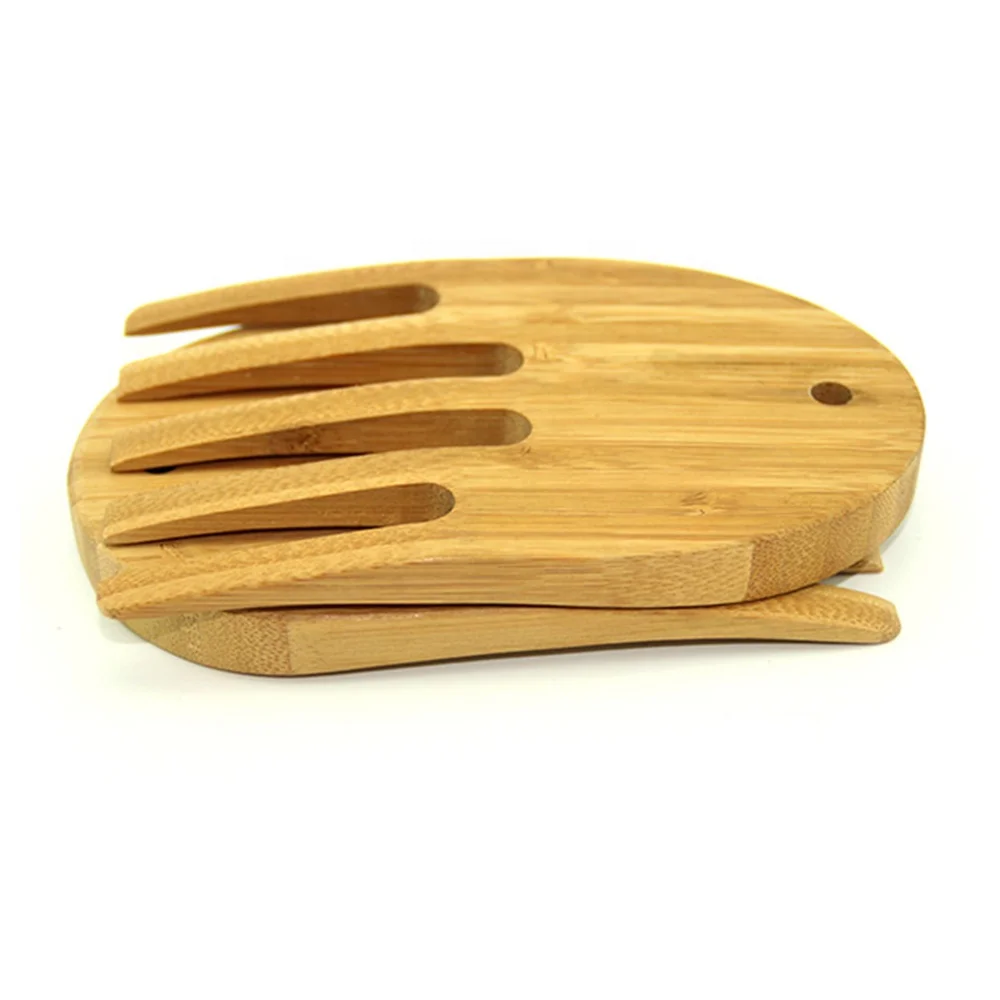 wood fruit salad serving hand bamboo salad server wholesale