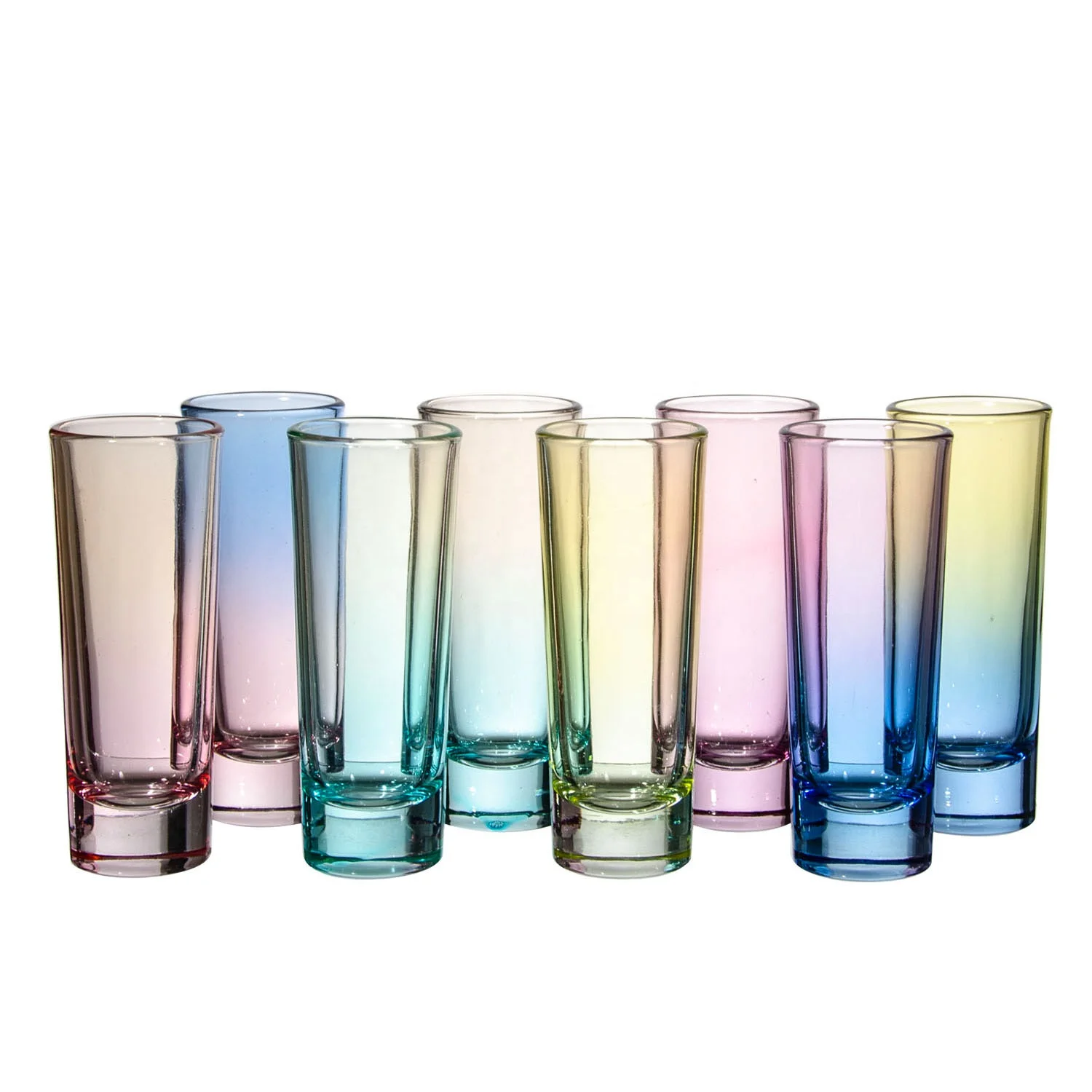 Custom Barware Small Long Thick bottom colored mini tumbler shot glass Liquor 2 oz shot glasses with logo for tourist souvenir