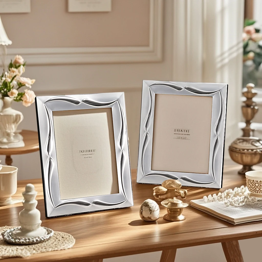 New design silver plated iron photo frame classy metal wire photo frame