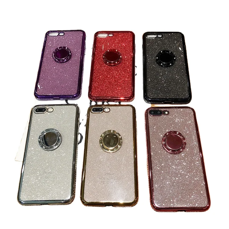 
Diamond phone case with finger ring holder bling glitter korean phone cases high fashion 