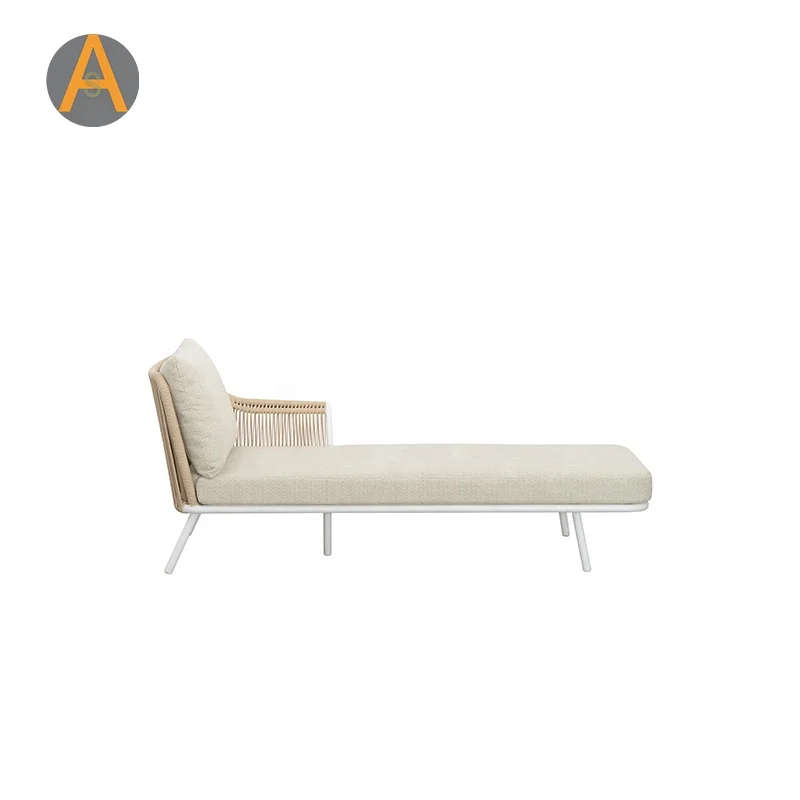 New Design Outdoor Furniture Beach SunBed Aluminum Rope Woven Outdoor Patio Pool Sun Lounger