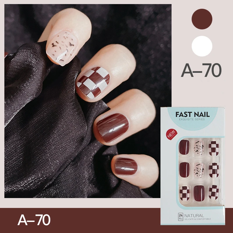 Removable Multi Pure Color Reusable ABS Coffin Press On Nail Extension Glue Model Tool Paper-Free for Crystal False Fake Nails