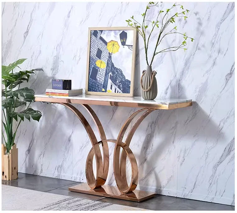 Hot sale living room furniture mirrored rose gold or gold frame  console table modern luxury corner console table