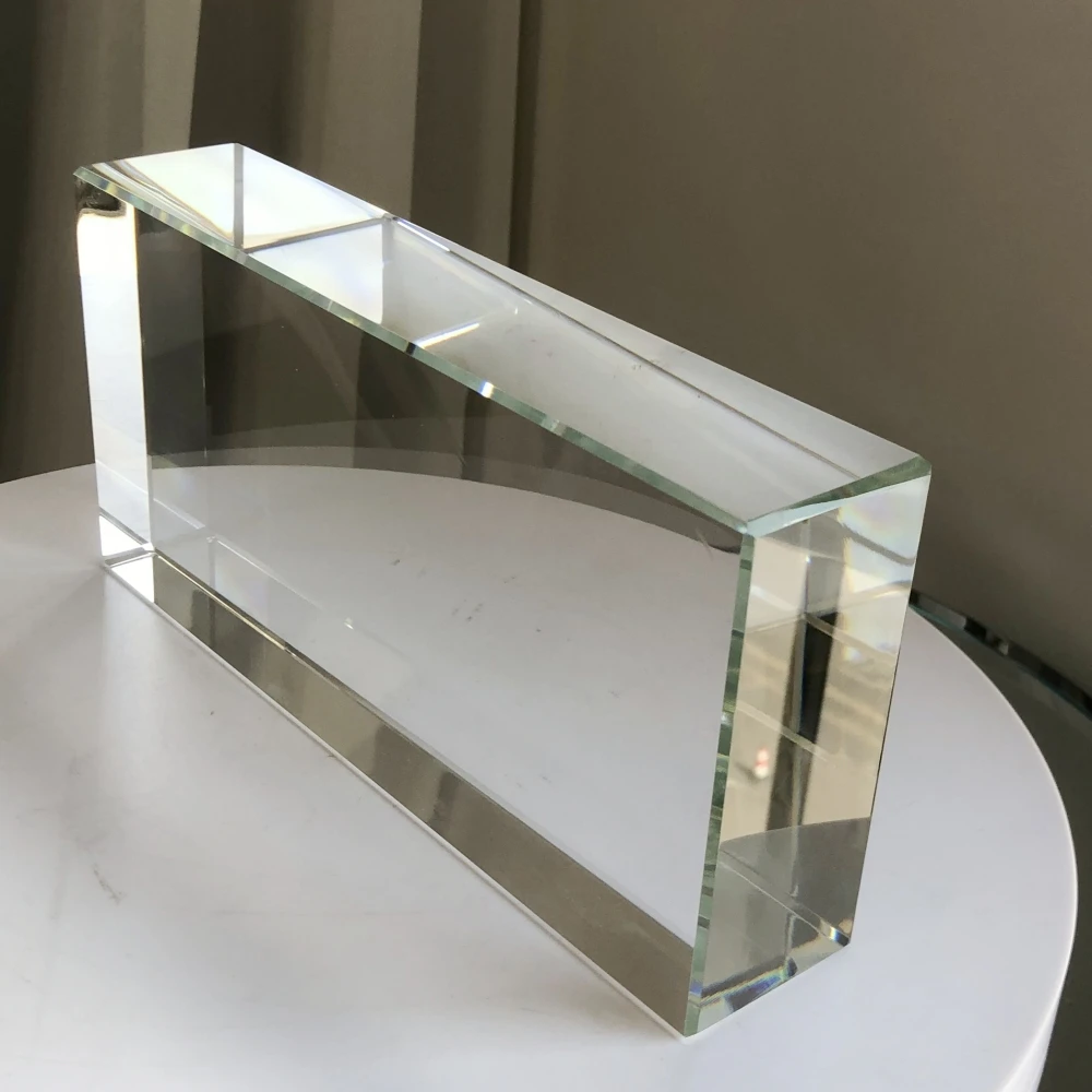 ADL 238*114*48mm Hot-Melt Fine Ground Six Sides Clear Solid Crystal Glass Brick Block Building Wall Glass Block House Decoration