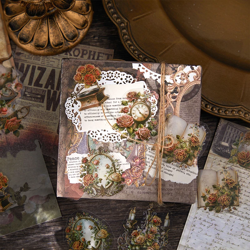 20pcs Castle Theme Pet Stickers Baroque Gothic Decorative Scrapbook art journaling Stationery Card Collage DIY Scrapbooking Art