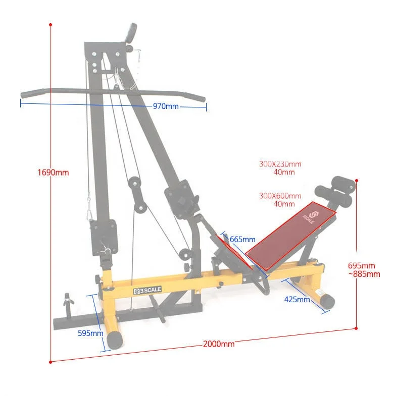 45 Degree Leg Press Machine Multifunctional Workout Station Home Gym with Pulley for Leg and Upper Body Strength Training