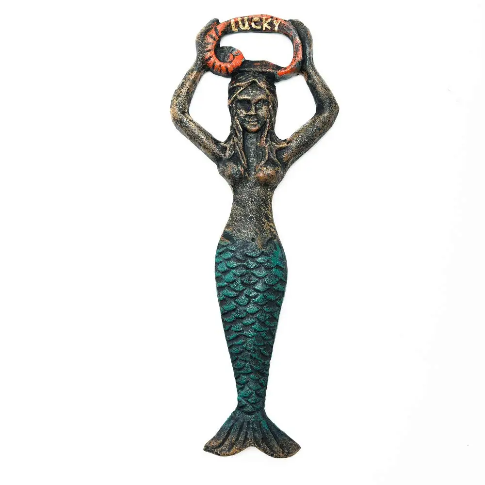 Party Gift Cast Iron Cool Beer Bottle Opener Fish Hand Beverage Bottle Opener Vintage Mermaid Bottle Opener