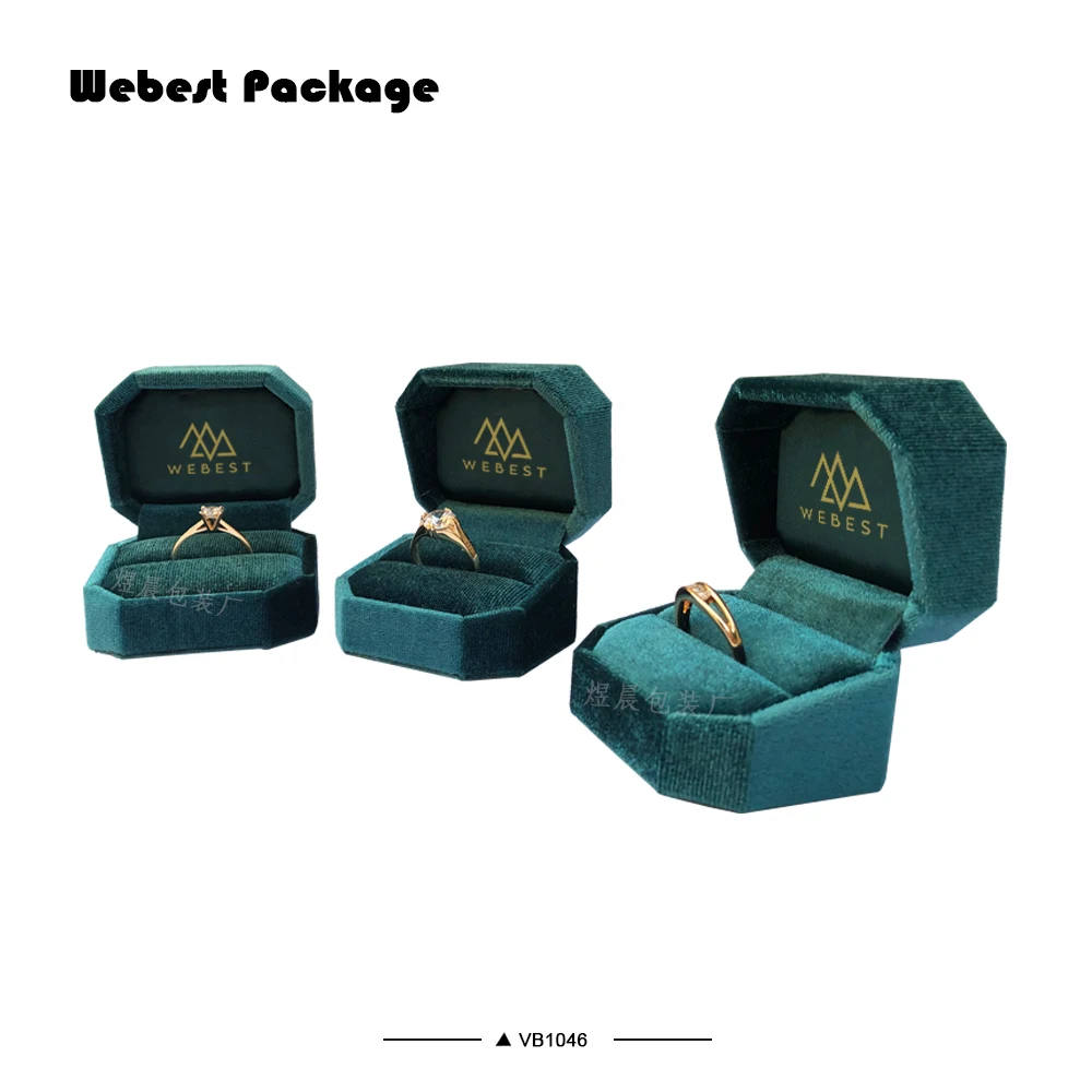 
Webest peacock green Korean velvet jewelry gift box leather and ladies velvet ring box 