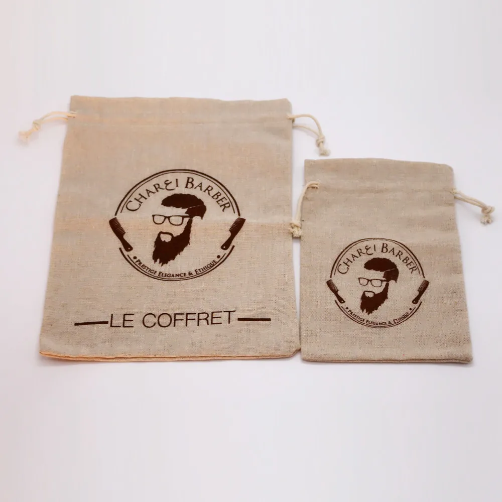 linen fabric small drawstring jewelry packaging gift pouch linen pouch bags with custom logo