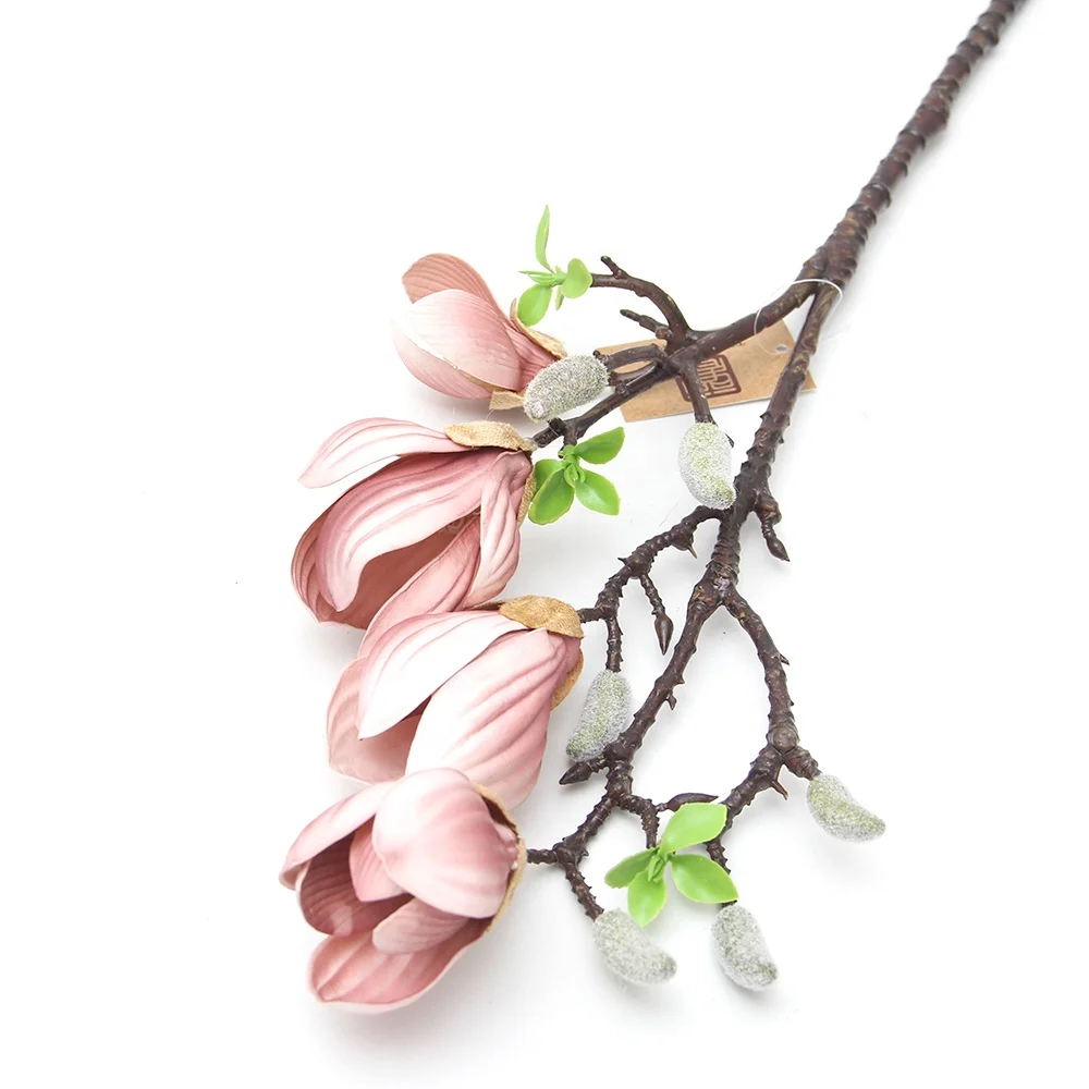 Newly Design Pastel Brown Magnolia Flowers Artificial Silk Flower Arrangement For Restaurant Hotel Cafe Wedding Event