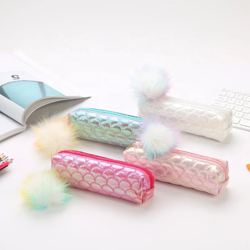 Women Portable Mermaid Cosmetic Large Capacity Storage Bag Canvas Student Pencil Case