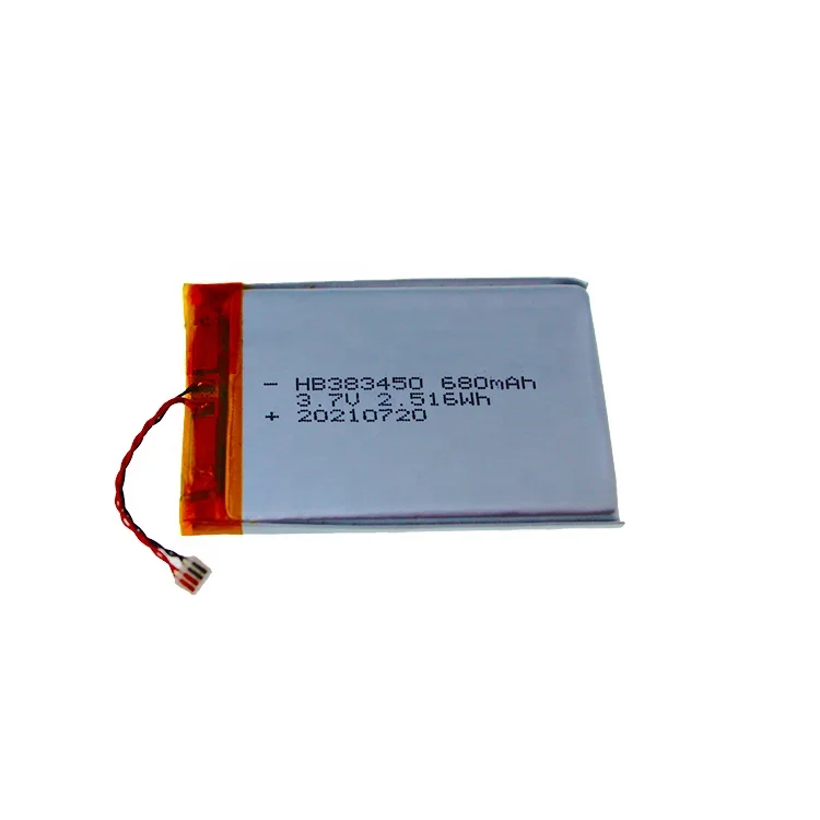 
HB 383450 680mAh Customizable 3.7V Lithium Ion Battery Manufacturer Price 