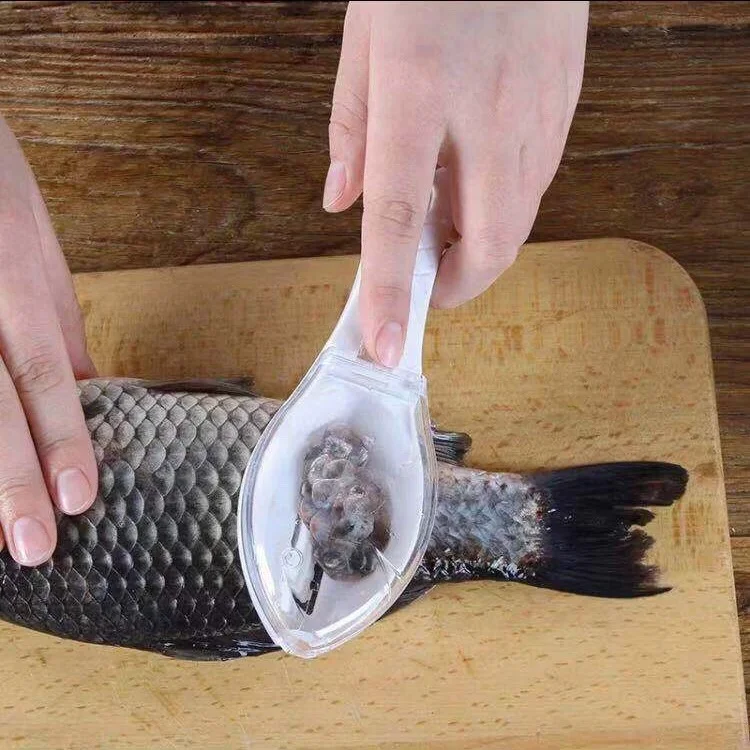 Fish Scale Planer with Lid Manual Remove Fish Scaler Skin Brush Fish Scraper Knife Sea Food Tools