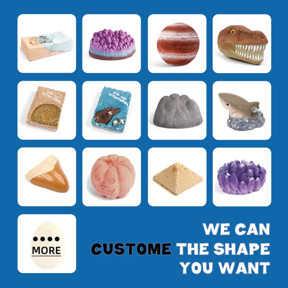 DIY eco friendly beautiful blue ocean series block dig atlantis treasure incloud pearl gemstone fossils dig toy