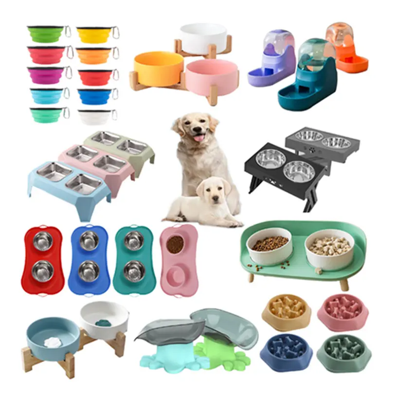 Custom Striped Colaspible Dog Food With Scale Pet Bowl