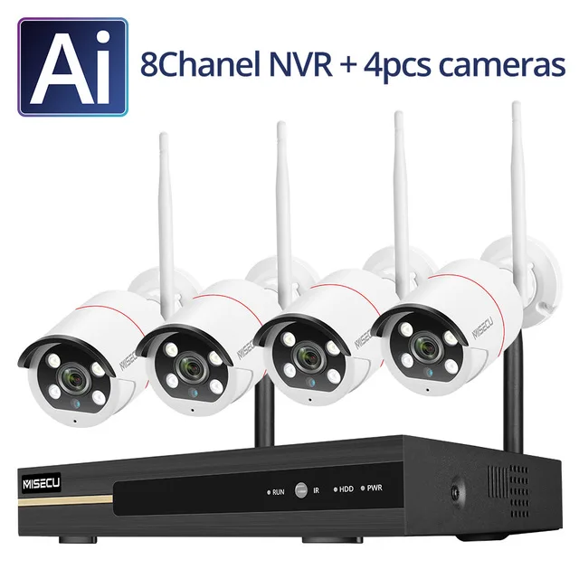 
8CH 3MP Wifi CCTV System Outdoor H.265 Wireless Audio IP Camera Built in Microphone Video Surveillance Kit 