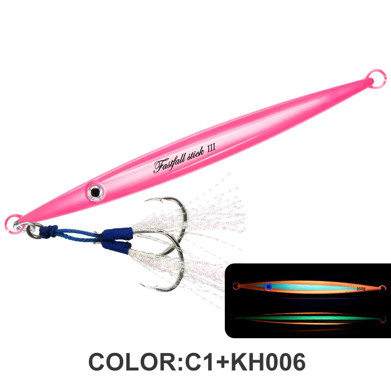 New Design Jigging Fishing Lures 150g 200g 250g 300g 400g Fast Fall Stick Metal Jig Lure