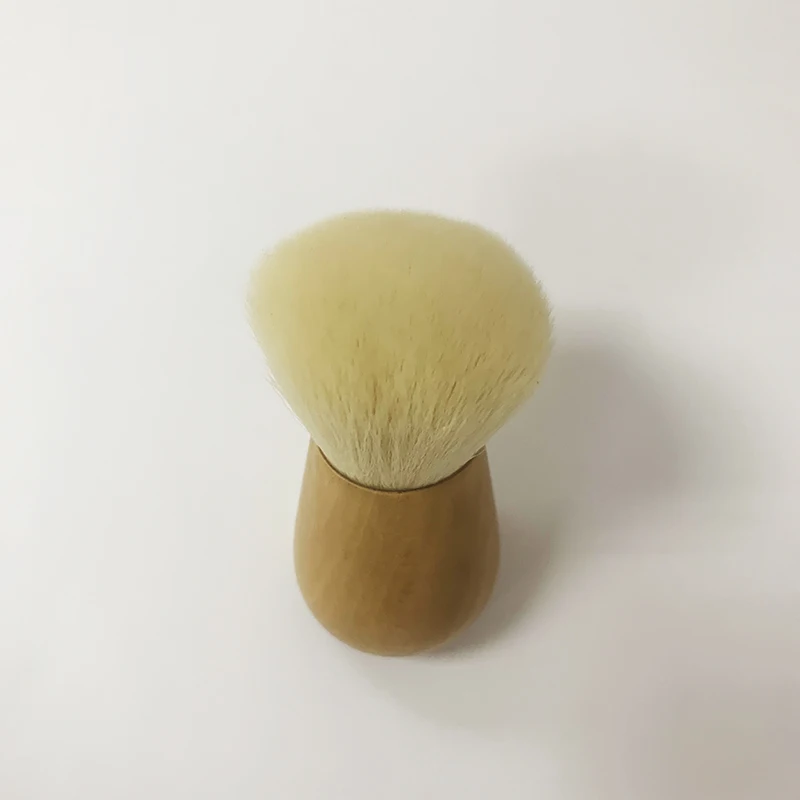 Custom Logo Professional Foundation Synthetic Kabuki Brushes Handle Makeup Tools Mask Opp Bag Packing Fan Brush with Short Wood