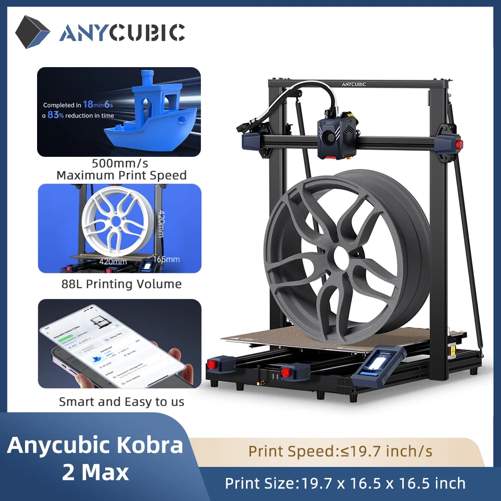 High Quality Bigger Build Volume:500*420*420mm Fdm 3d Printer Anycubic Kobra 2 Max
