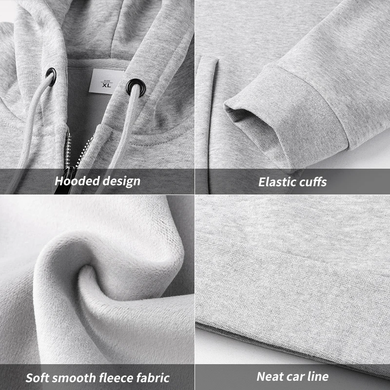 60% Cotton 40% Polyester Thick Soft Fleece Keep Warm Winter Blank Custom Cotton Hoodies Jacket