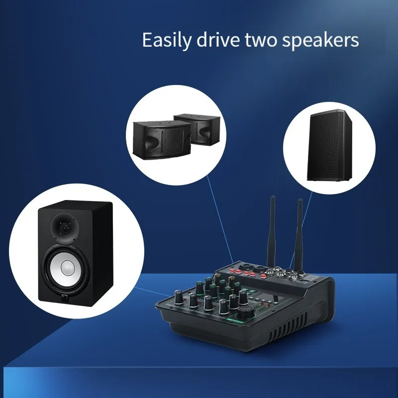 TEBO Customize Best price 4 channels  audio mixer dj control with UHF wireless microphone