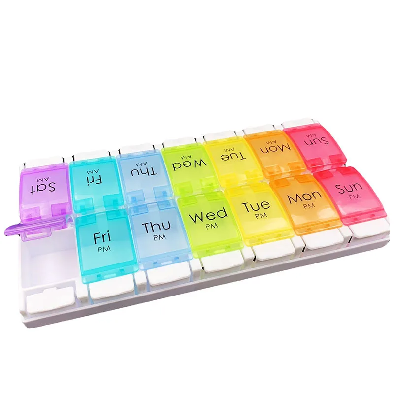 Mini Portable Plastic 14 Bounce Pill Box Pill Organizer Packaging Box For Daily And Travel Use