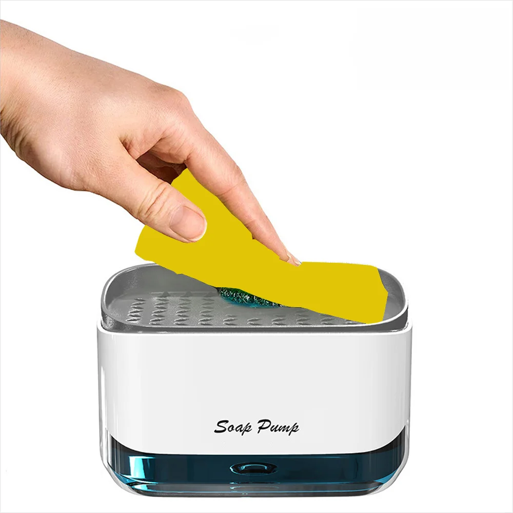 Amazon hot item kitchen hand pump foam dispenser dish wash manual soap dispenser with sponge caddy  holder