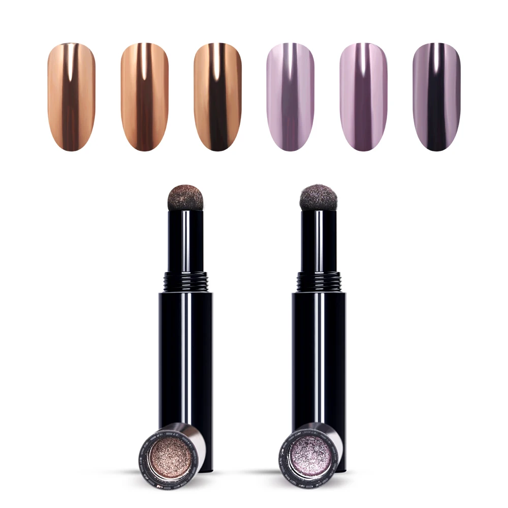 Magic Mirror Auroras Nail Art Glitter Pigment Multicolor Chrome Titanium Nail Powder Cushion Pen