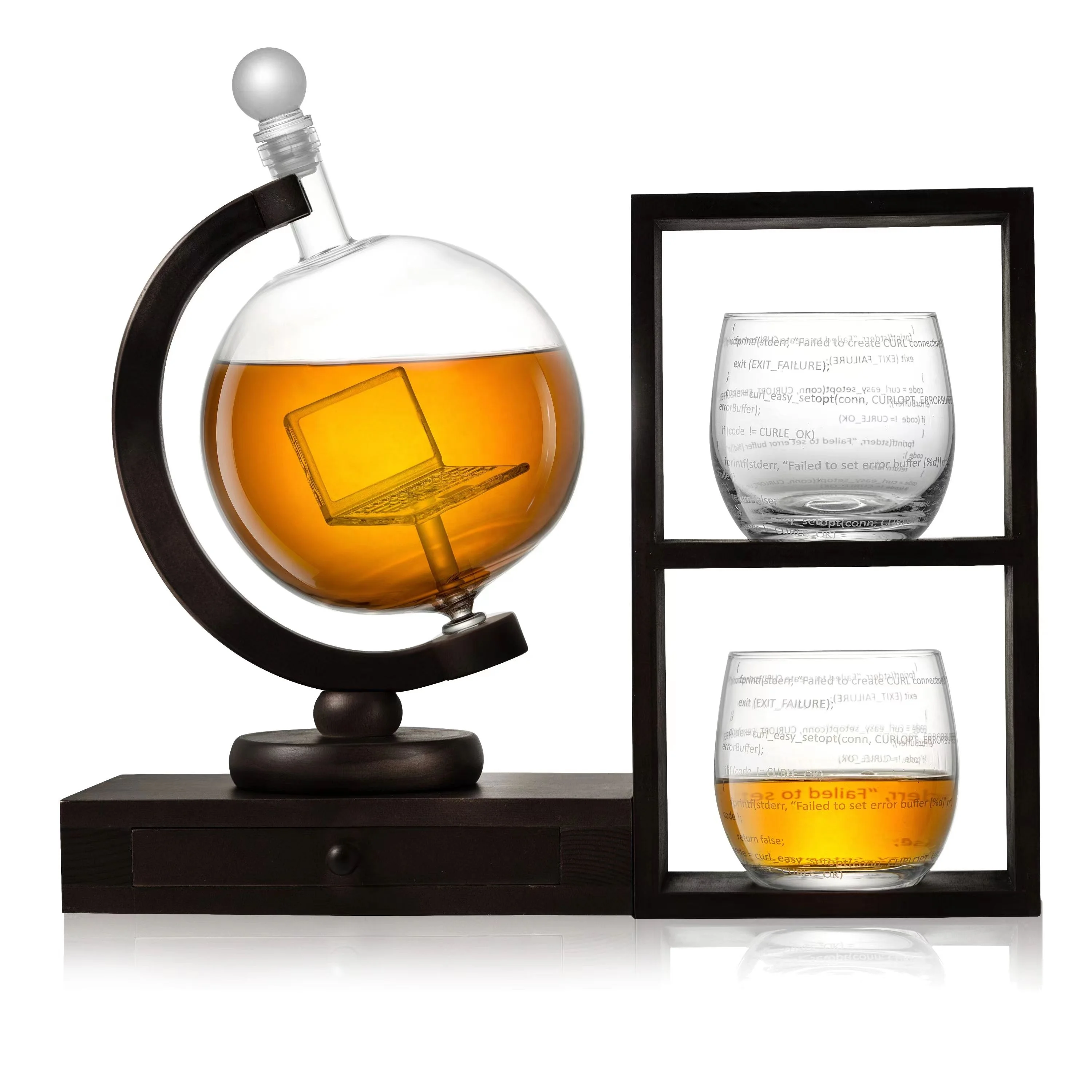 Custom 850ml 29 oz Whisky Glasses Decanter globe decanter Whiskey Decanter Glass Cups Set Gift