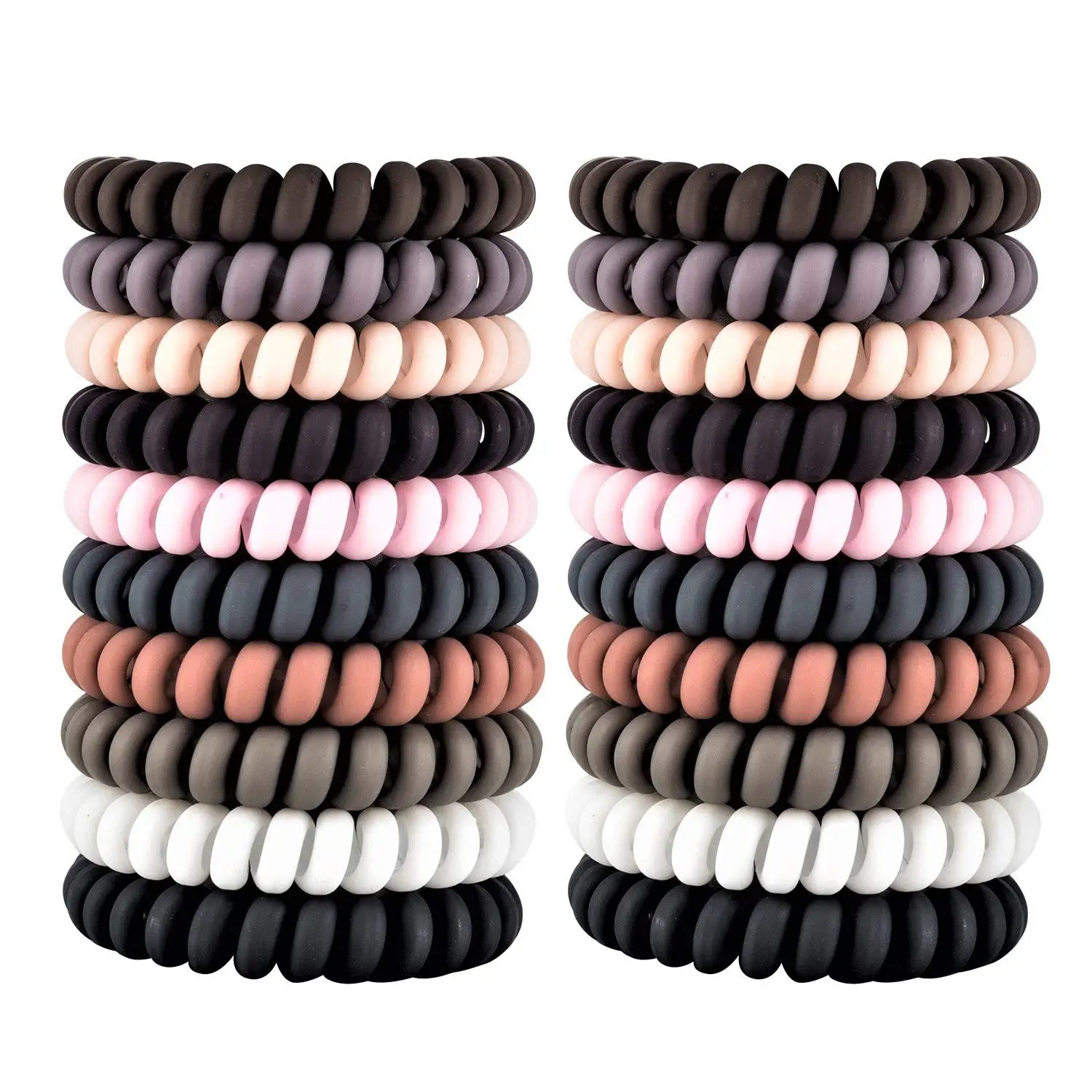 Spiral Hair Ties  Coil Matte Phone Cord Ponytail Holder Coil Scrunchies Plastic Hair Coils For Women Girls