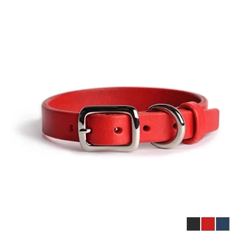 Luxury handmade cow leather pet dog collar genuine leather collar for dogs cat pet collar dog leather