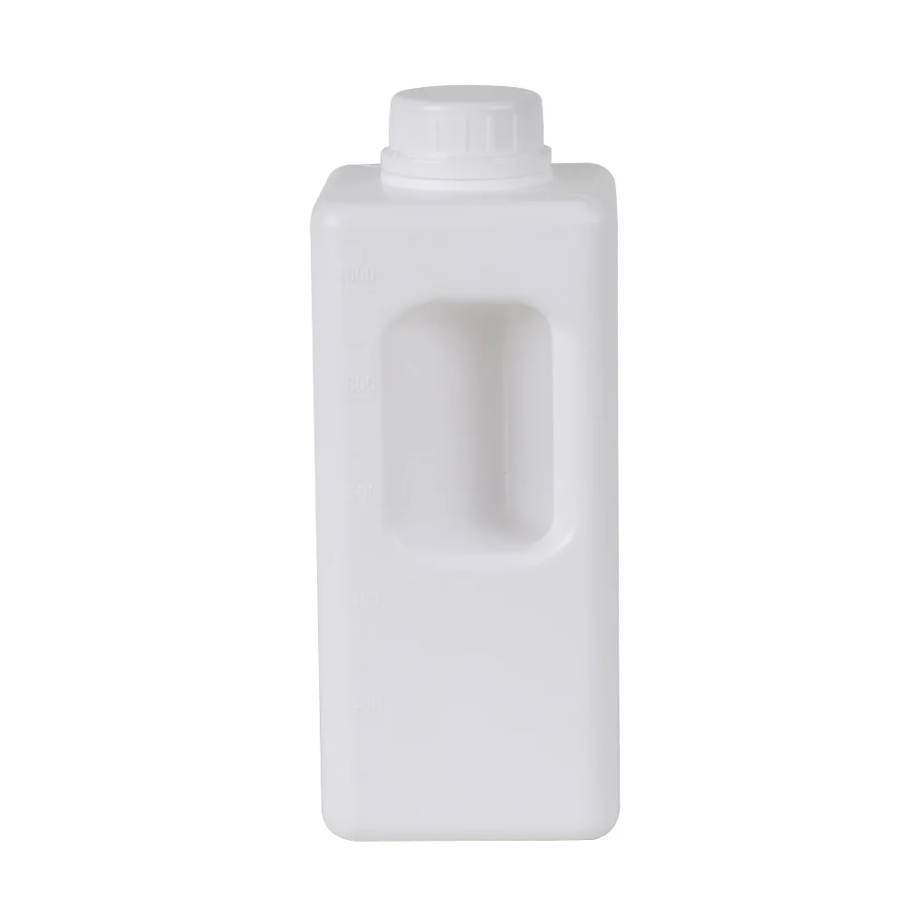 High quality wholesale square HDPE Yogurt milk plastic bottle 1L chemical bottle with handle