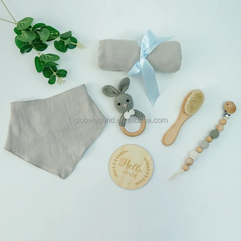 Customization hippo Bunny Elephant Rabbit Reindeer Cow Giraffe Fox Baby Wooden Ring crochet Rattle Toys Handmade Crochet gift se