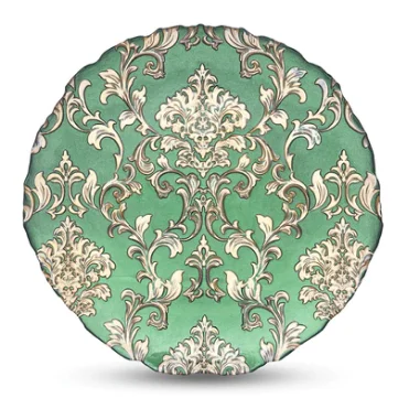 Floral Engraved Design Green Color Metal Charger Plate Food Serving Platter Dish Plate Wedding Catering And Restaurant