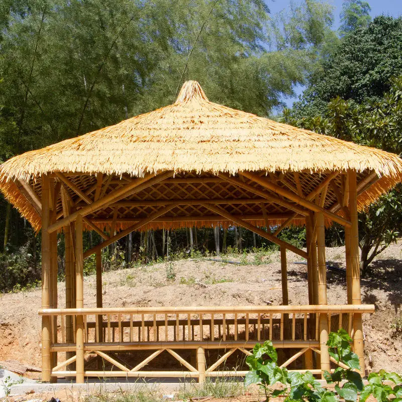 Garden Landscape Buildings Decoration Bamboo Raw Material Thatch Roof Bamboo Summerhouse