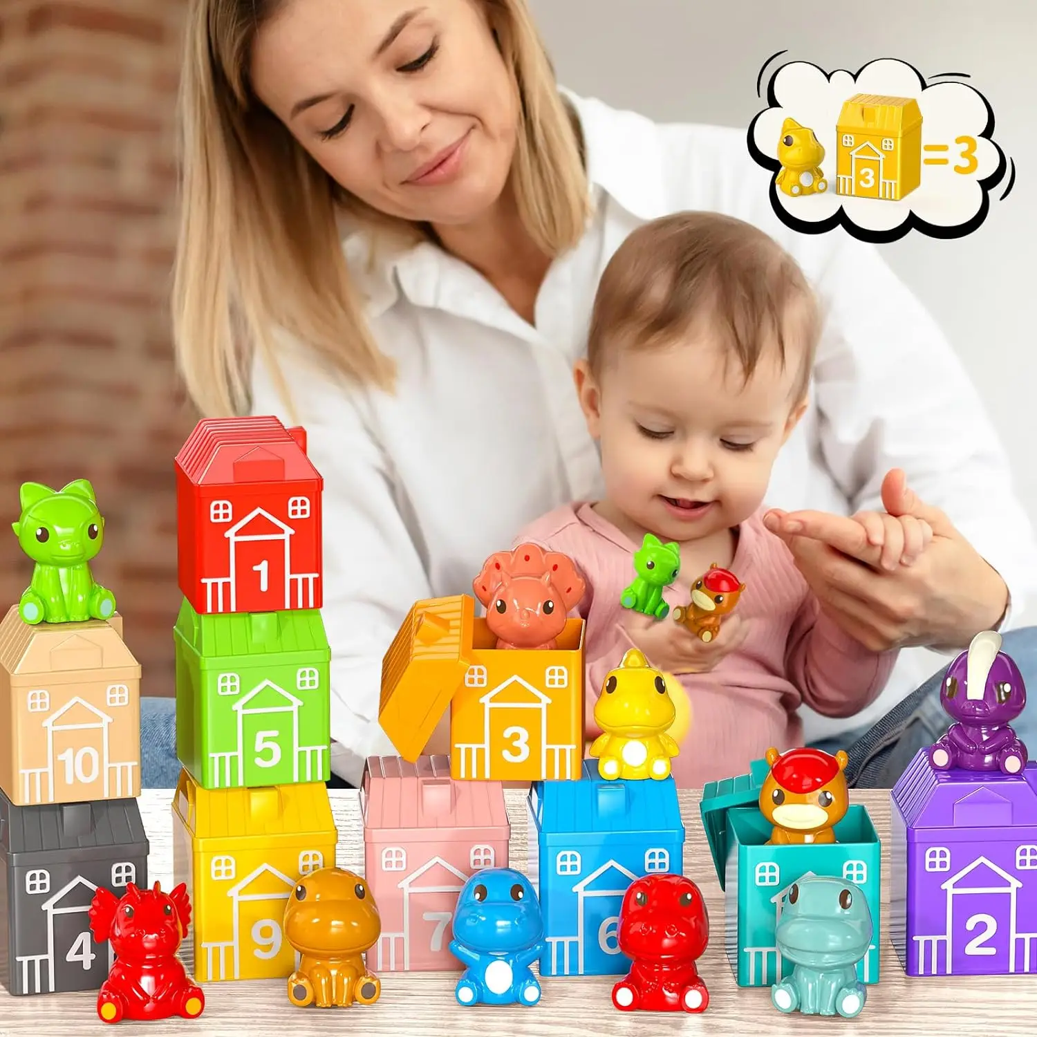 TEMI Educational Toys for Toddler Boys , Christmas Birthday Gifts for 1-3 Year Old Boy Girl, Learning Dinosaur Toy for Kids 2-4