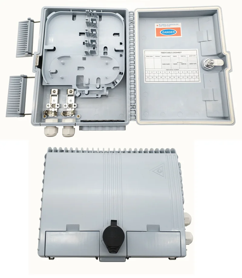 FTTH ODP/ODB/FDB/NAP Optical Distribution Box ABS SC FC Fiber Optik Box 16 8 Core 16c 1:8 White 2 in 8 Out Black or White or OEM