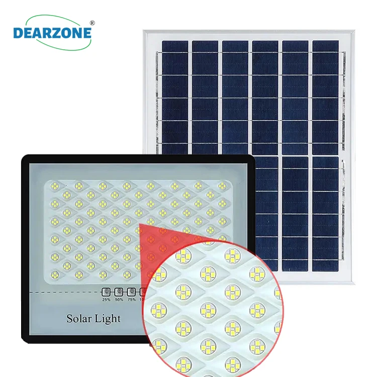 Brand Dearzone Manufacturer Slim Good Price 50W 100W 200W 300W Remote Control Rechargeable Solar Floodlight Outdoor