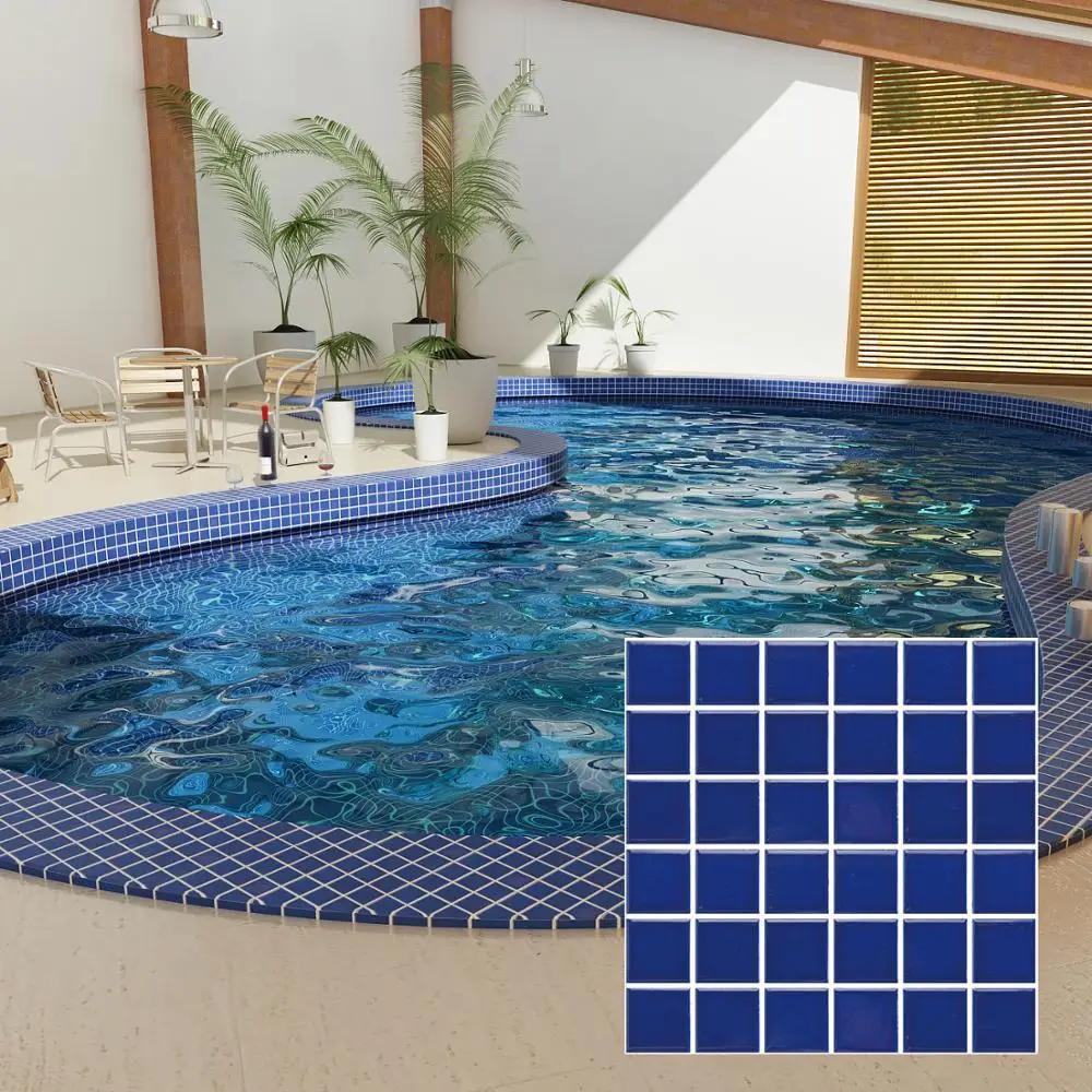 best swimming pool dark blue ceramic mosaic tiles for pool