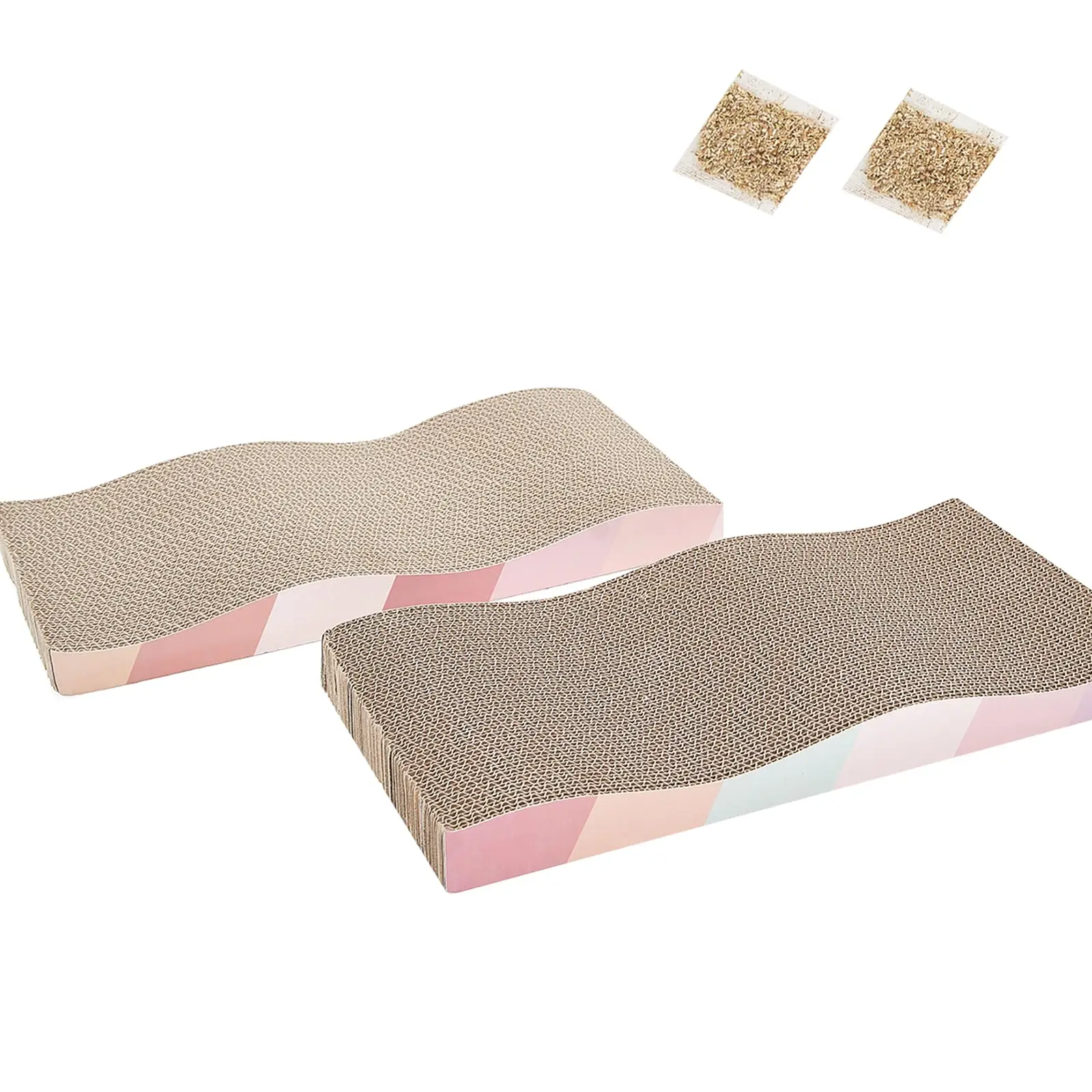 MEOW LOVE Factory Direct Custom More Convenient Cat Scratching Pink Wavy Basic Cat Scratching Board