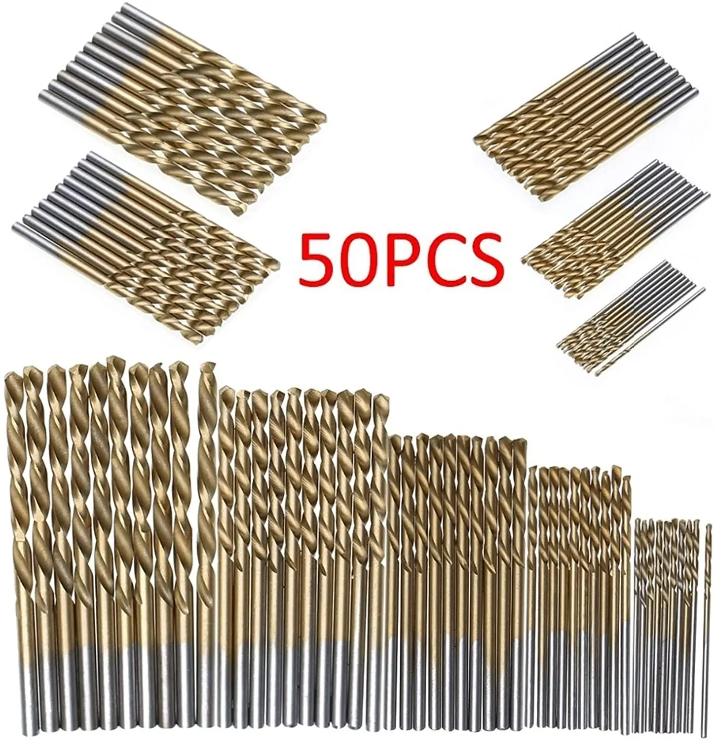 50pcs Titanium Coated Drill Bits Set Mayitr HSS Mini Extractor Drill Bit 1/1.5/2/2.5/3mm For Metal Wood Aluminum Drilling Tools