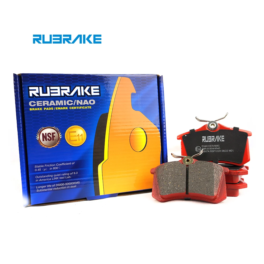 RUBRAKE China factory supply wholesale D340 OEM auto part ceramic brake pads for hyundai