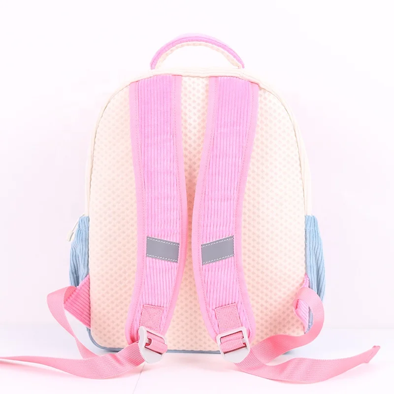 CHANGRONG Custom Pink Corduroy Student Backpack for Girls Kids School Bag