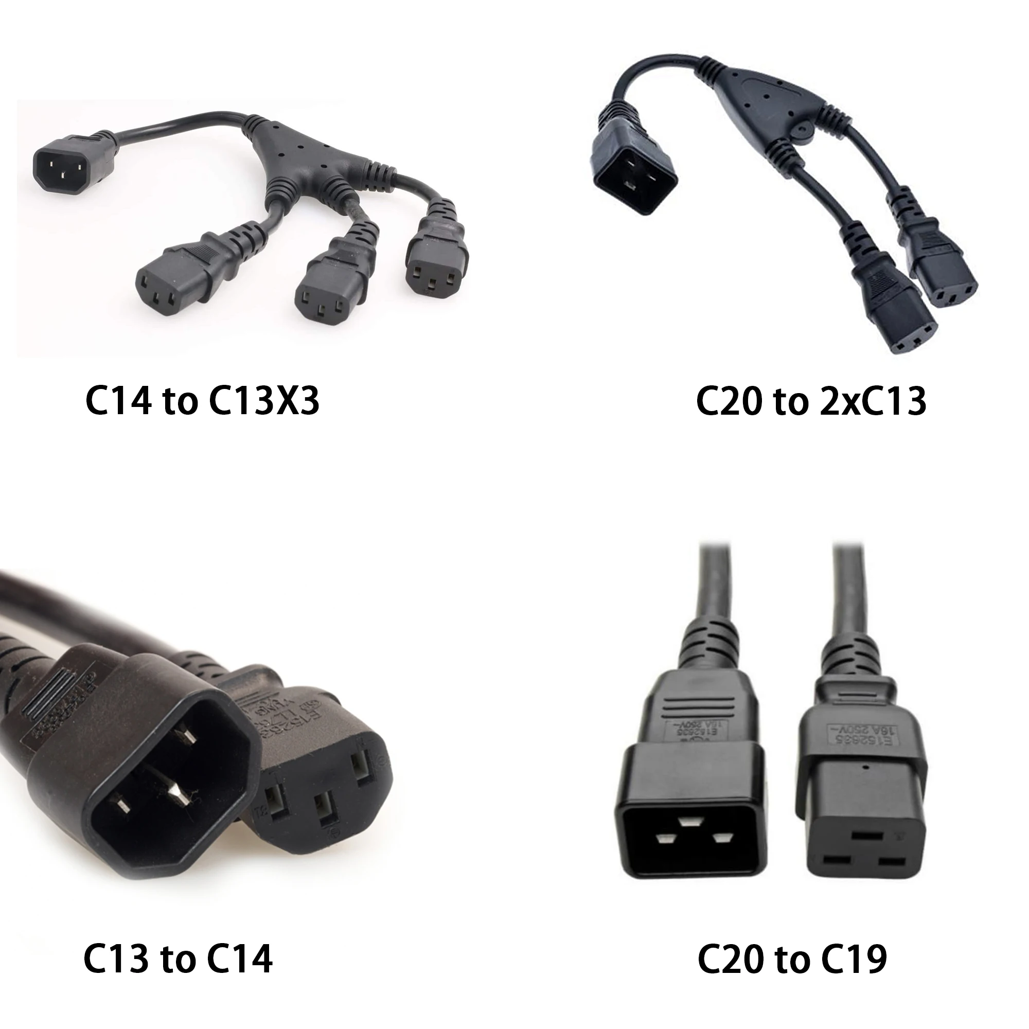 Индивидуальный U L 2FT-12FT 12awg 14awg PDU адаптер Y-образный удлинитель питания C20 до 2xC13