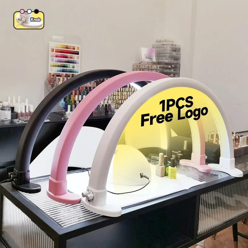 Free OEM Customized logo 48W half moon Adjustable arch nail Art light desk ring Beauty salon Manicure table lamps Led Nail Lamp